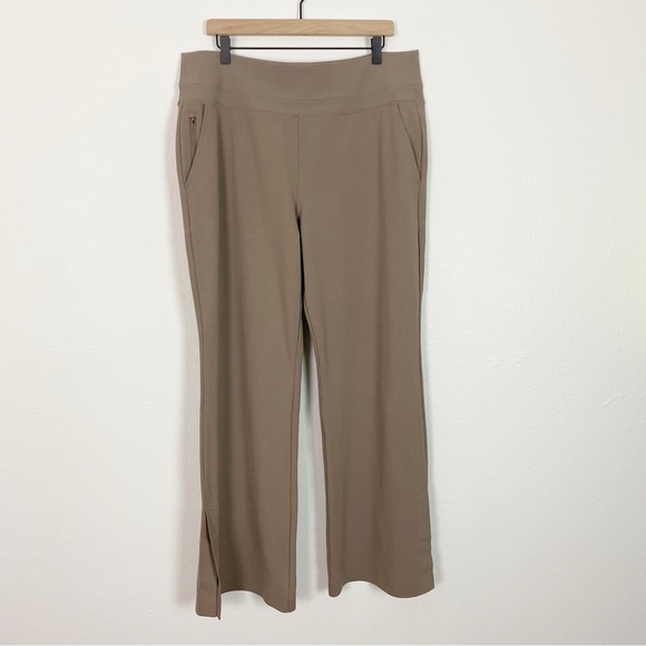 Athleta Venice Flare Pant Pyrite Tan Taupe Slit Ankle Size XL - Picture 5 of 12